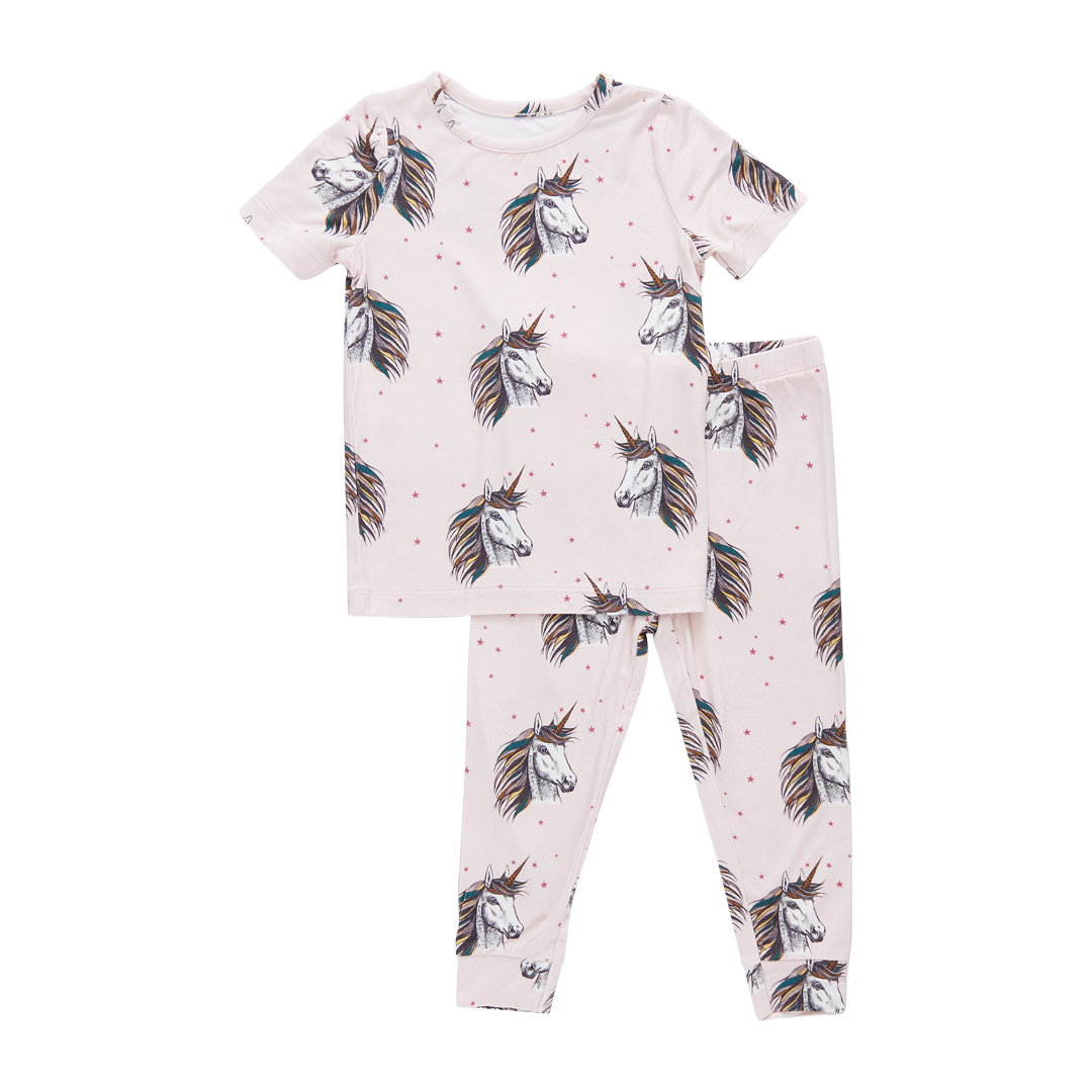 Kids Bamboo PJ Set - Pink Unicorns