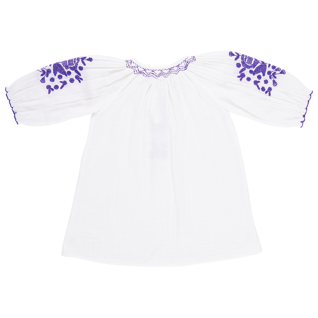 Girls Ava Dress - Gardenia White Embroidery