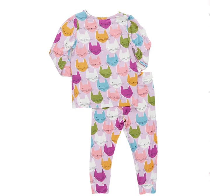 Kids Bamboo PJ Set - Multi Cats