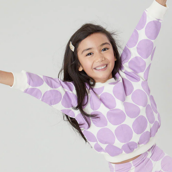 Girls Organic Sweatshirt - Lavender Dot