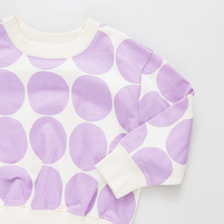 Girls Organic Sweatshirt - Lavender Dot