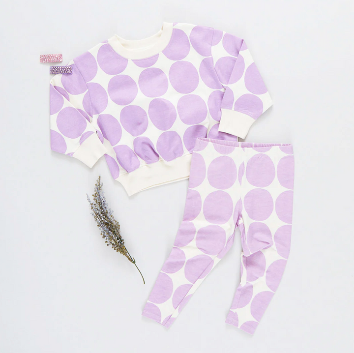 Girls Organic Sweatshirt - Lavender Dot
