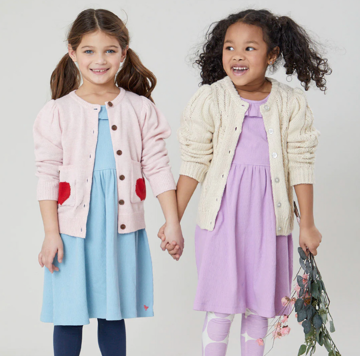 Girls Organic Princess Diana Rib Dress - Lavender