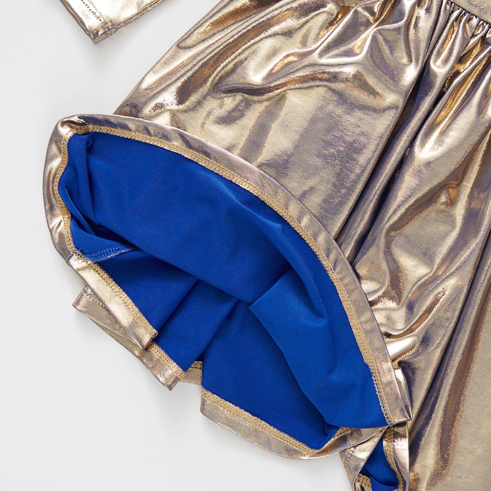 Girls Lame Steph Dress - Blue/Gold