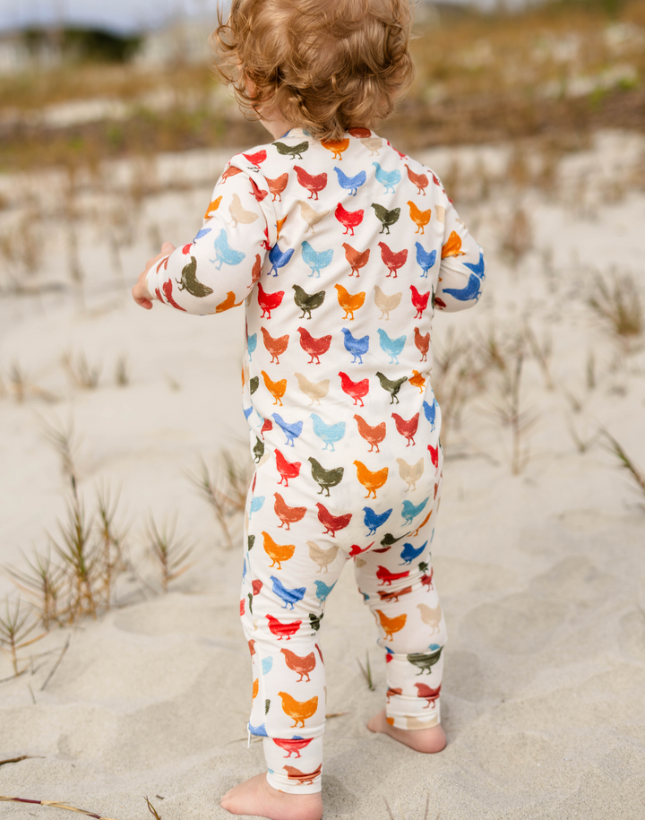 Baby Bamboo Romper - Rainbow Chickens