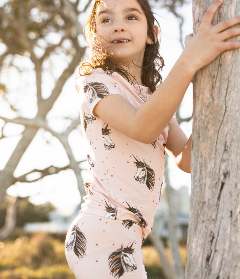 Kids Bamboo PJ Set - Pink Unicorns