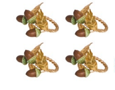 Forest Walk Acorn Napkin Ring Set/4 - Multi