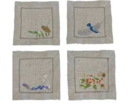 Forest Walk Cocktail Napkins Assorted Set/4 - Multi