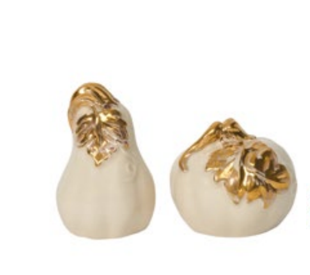 Forest Walk Pumpkin Salt & Pepper Shakers - Gold