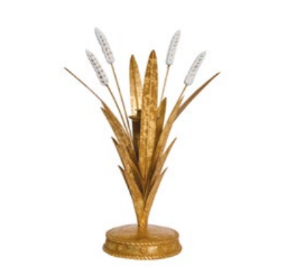 Forest Walk Wheat 13" Candlestick - Gold