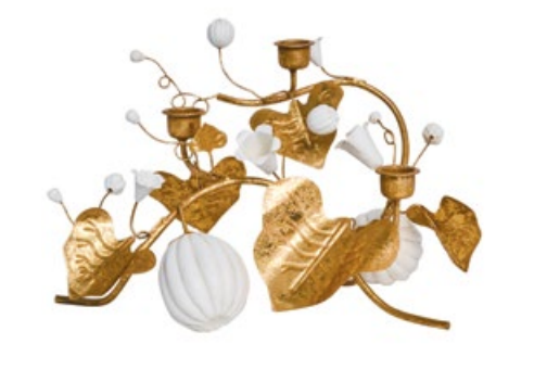 Forest Walk Pumpkin & Vine Triple Candlestick Holder - Gold