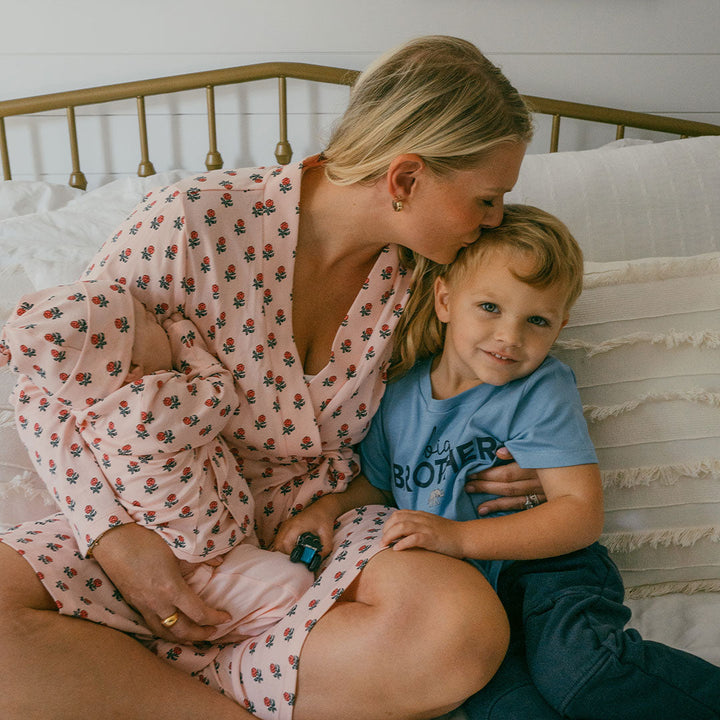 Womens Organic Robe - Pink Tiny Flower