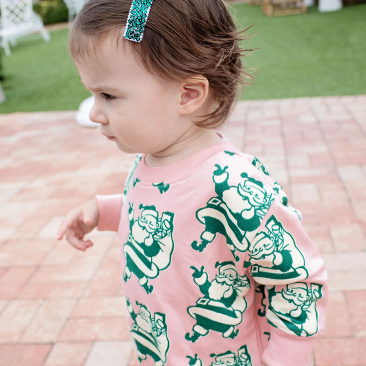 Baby Girls Organic Sweatshirt Bubble - Holly Jolly Santa