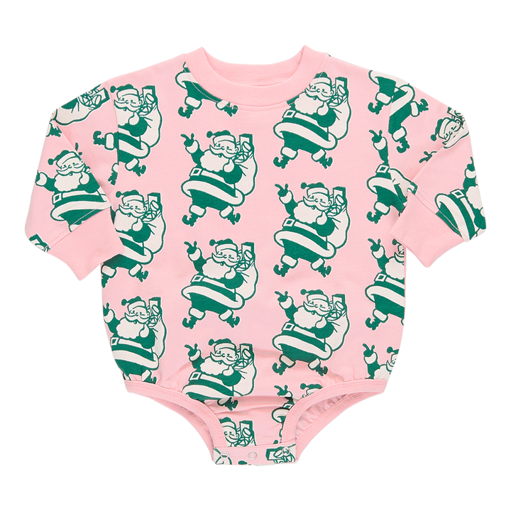 Baby Girls Organic Sweatshirt Bubble - Holly Jolly Santa
