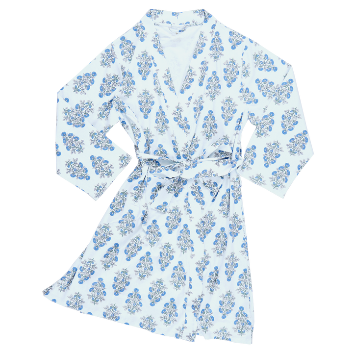 Womens Organic Robe - Blue Bouquet