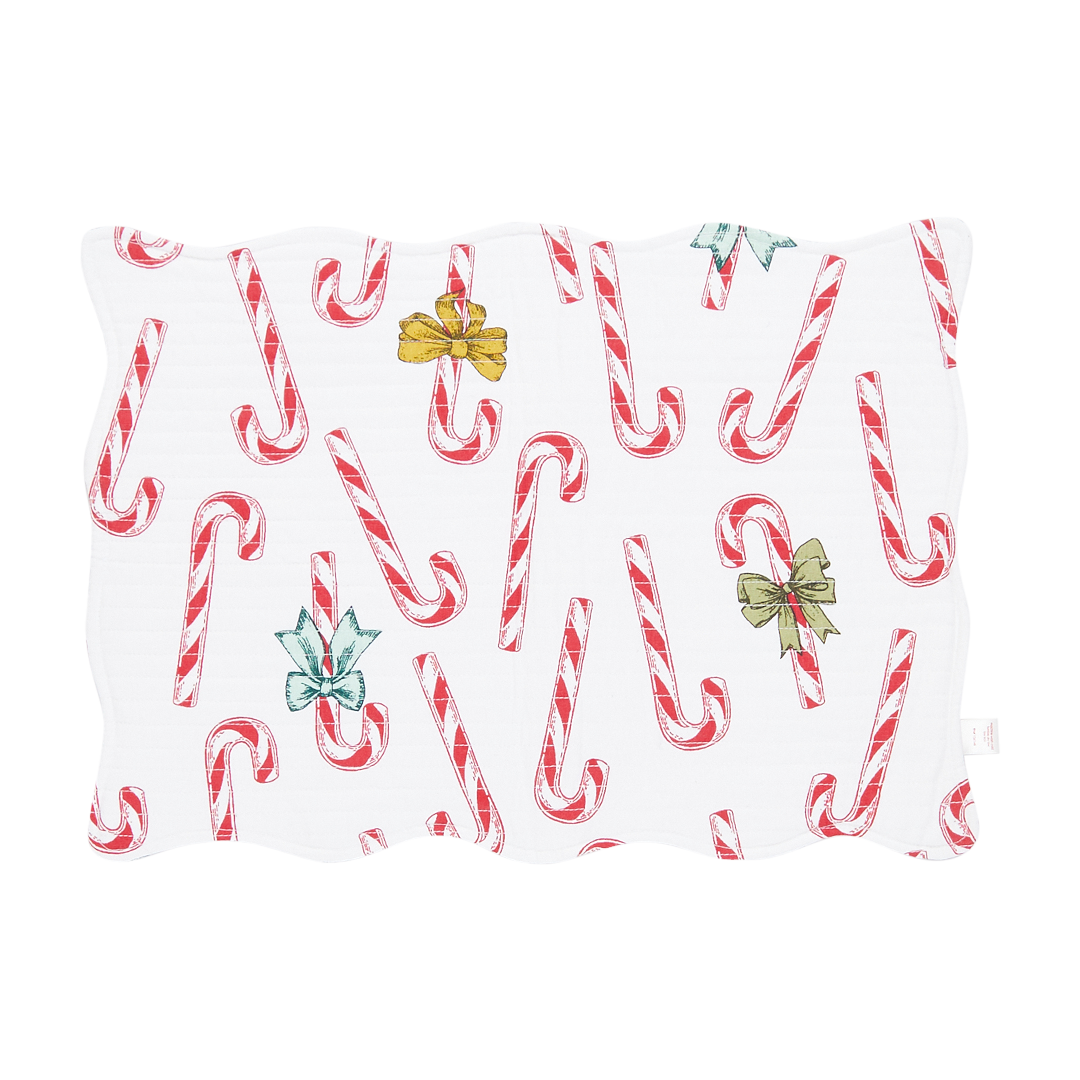 Quilted Placemat Set of 2 - Candy Cane Lane / Festive Forest