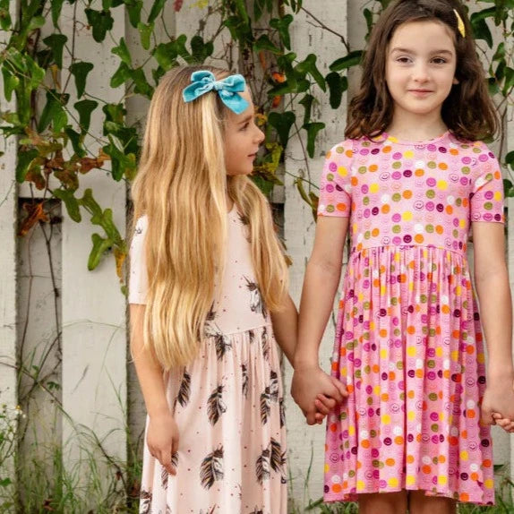 Girls Bamboo Steph Dress - Smiley Faces