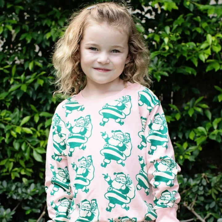 Girls Organic Sweatshirt - Holly Jolly Santa