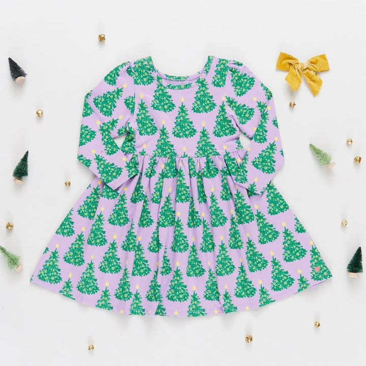 Girls Organic Steph Dress - Lavender Forest