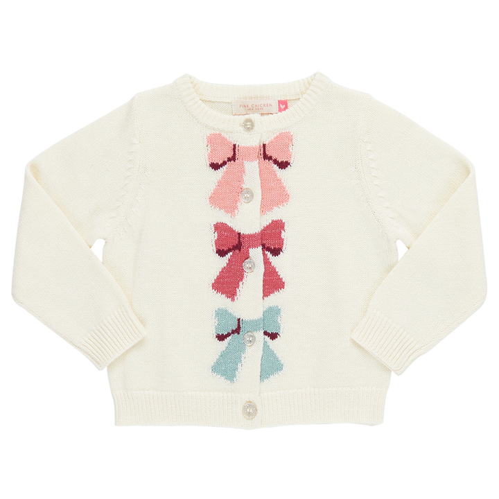 Girls Maude Sweater - Cream Bows