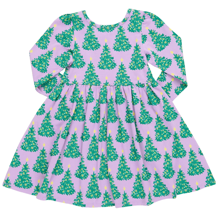 Girls Organic Steph Dress - Lavender Forest