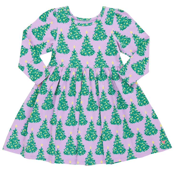 Girls Organic Steph Dress - Lavender Forest