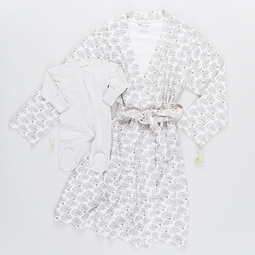 Womens Organic Robe - Gray Elephant