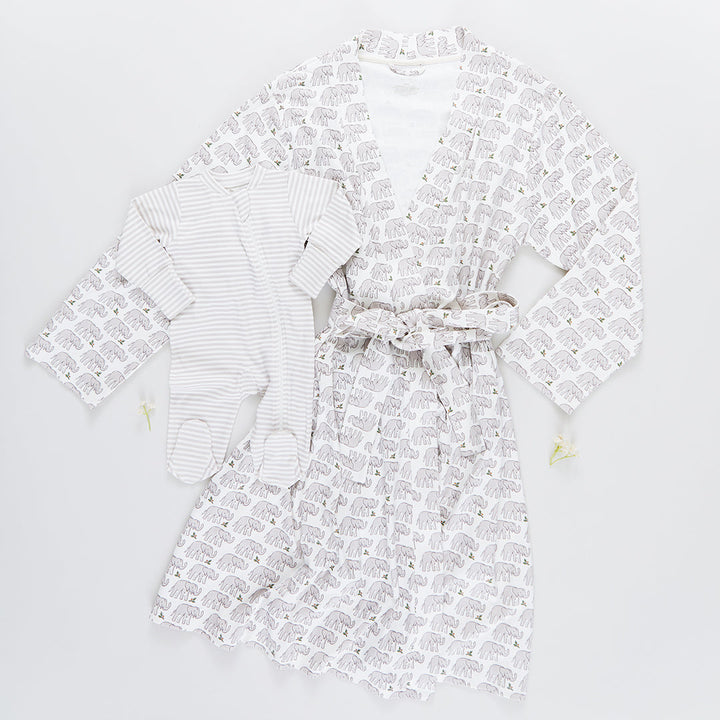 Womens Organic Robe - Gray Elephant