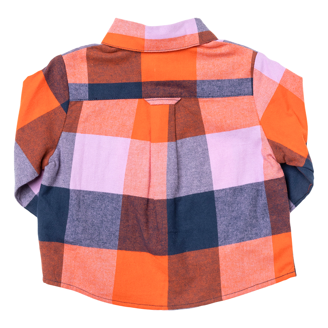 Boys Jack Shirt - Navy Orange Check