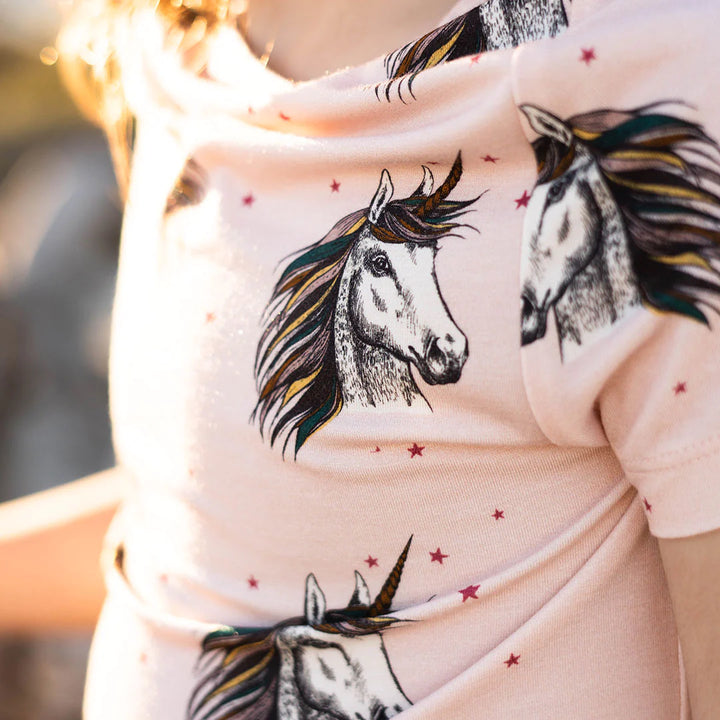 Kids Bamboo PJ Set - Pink Unicorns