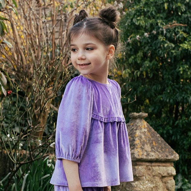 Girls Velour Rowan Top - Lavender