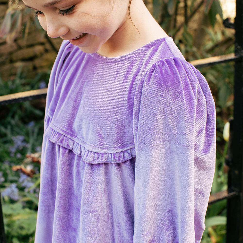 Girls Velour Rowan Top - Lavender