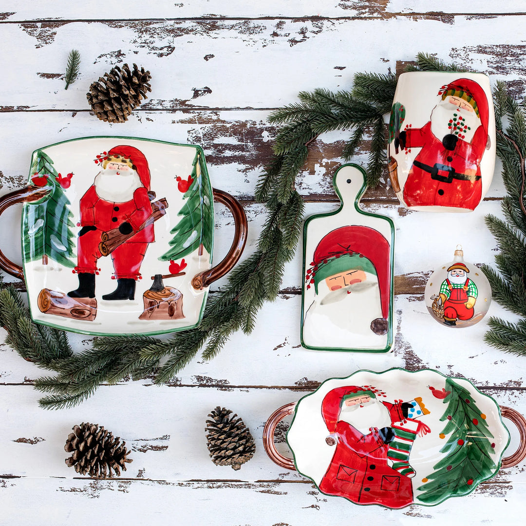 Old St. Nick  Handled Scalloped Oval Bowl