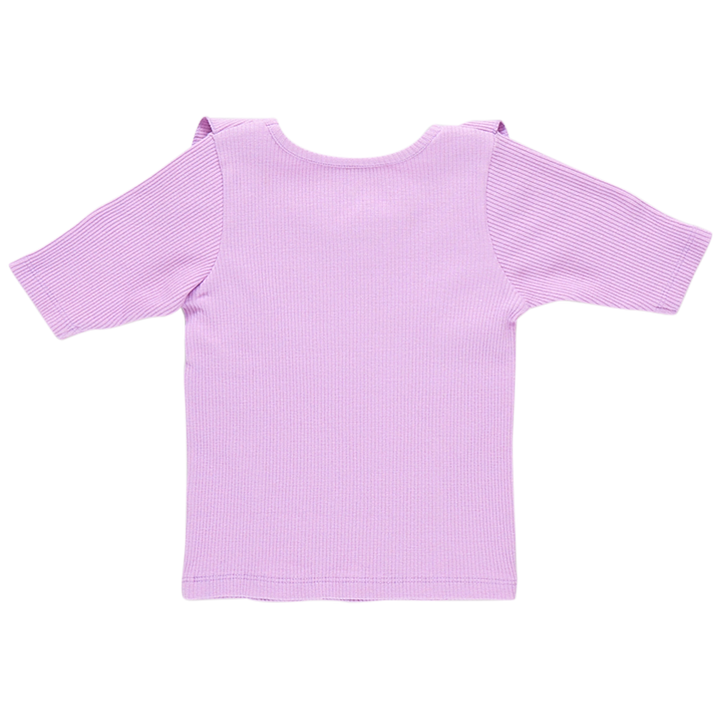 Girls Organic Ruffle Rib Top - Lavendar