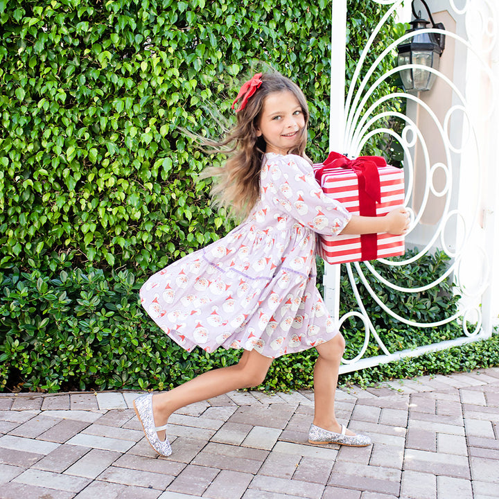 Girls Maribelle Dress - Lavender Santas