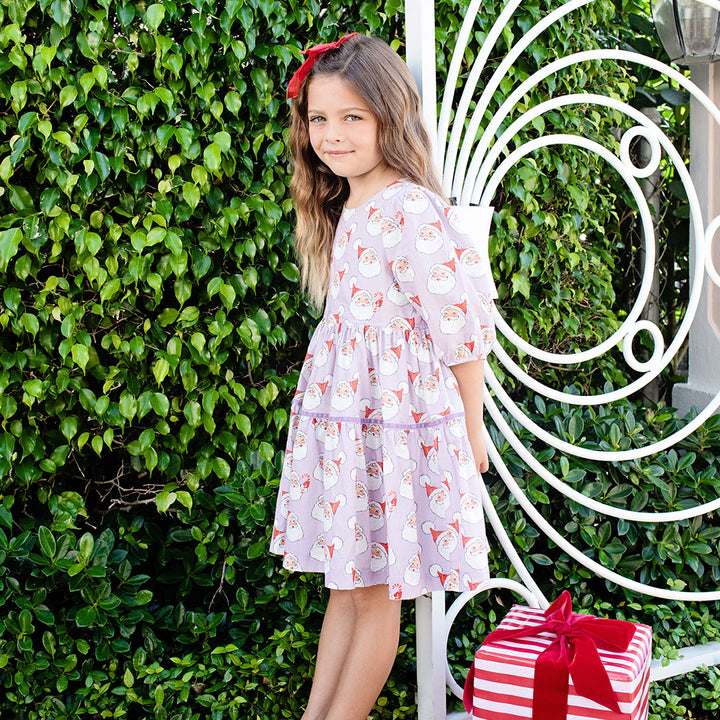 Girls Maribelle Dress - Lavender Santas