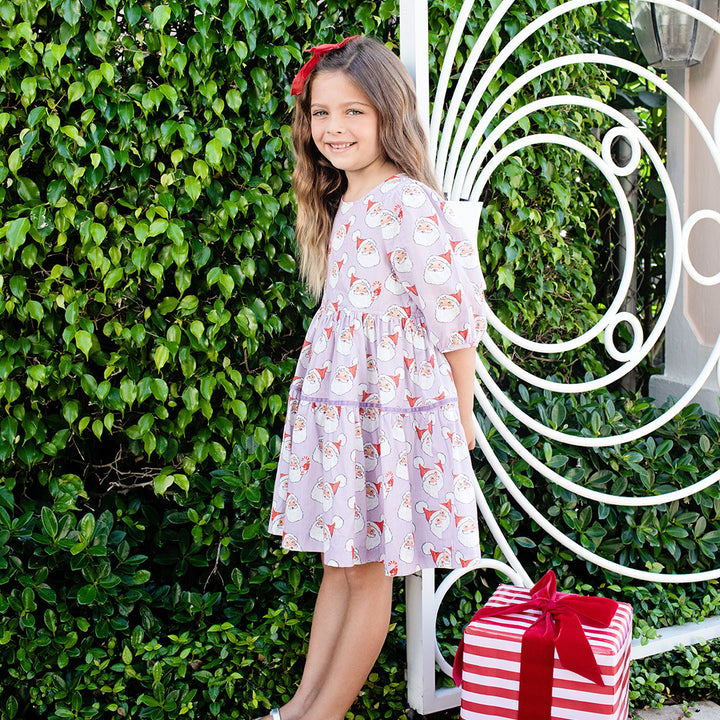 Girls Maribelle Dress - Lavender Santas