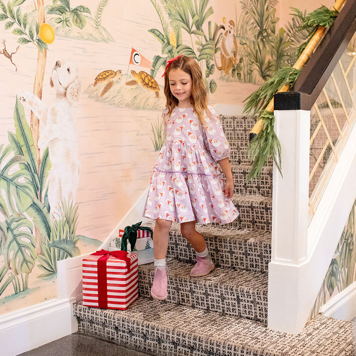 Girls Maribelle Dress - Lavender Santas