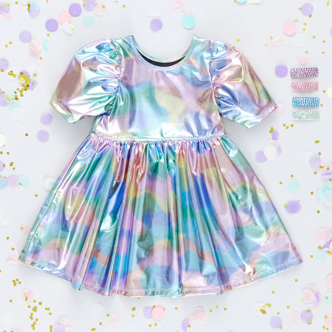 Girls Laurie Dress - Cotton Candy Lame