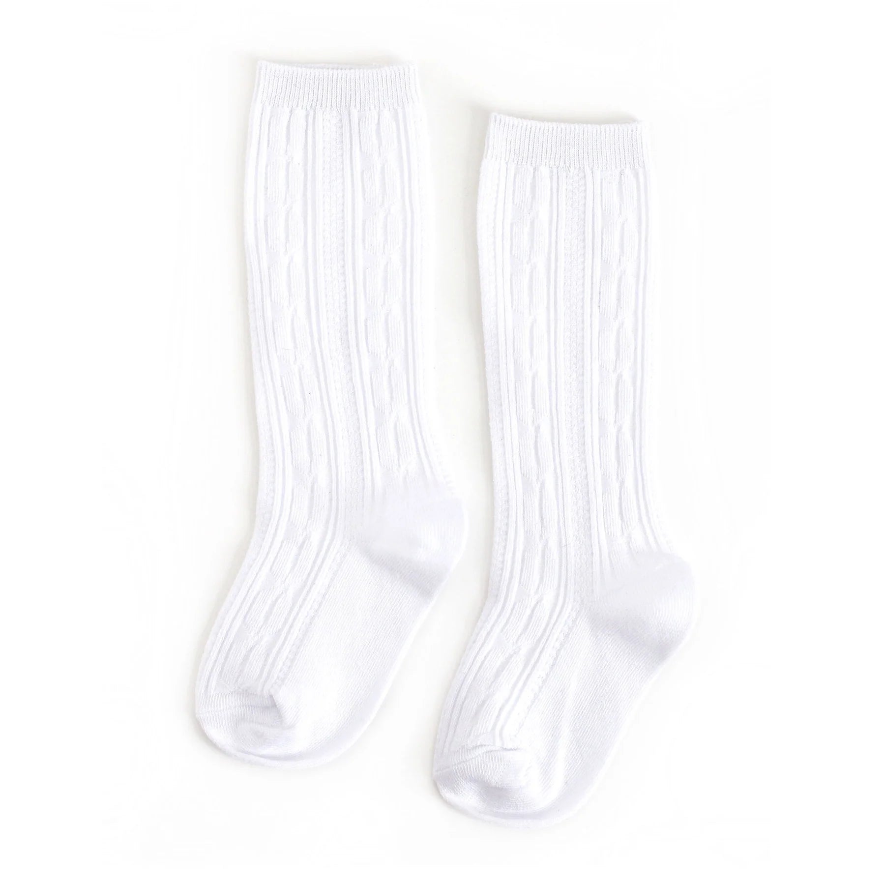 White Cable Knit Knee High Socks