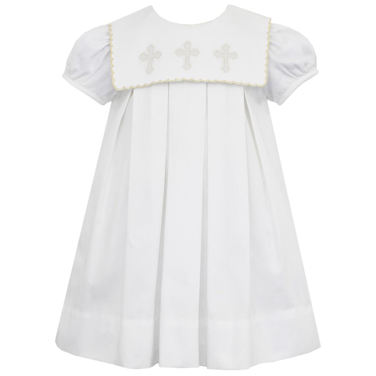 Girl's White Pique Crosses Dress