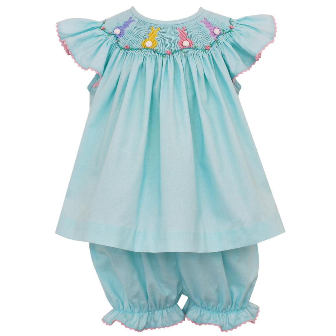 Cottontails Soft Aqua Bishop Bloomer Set