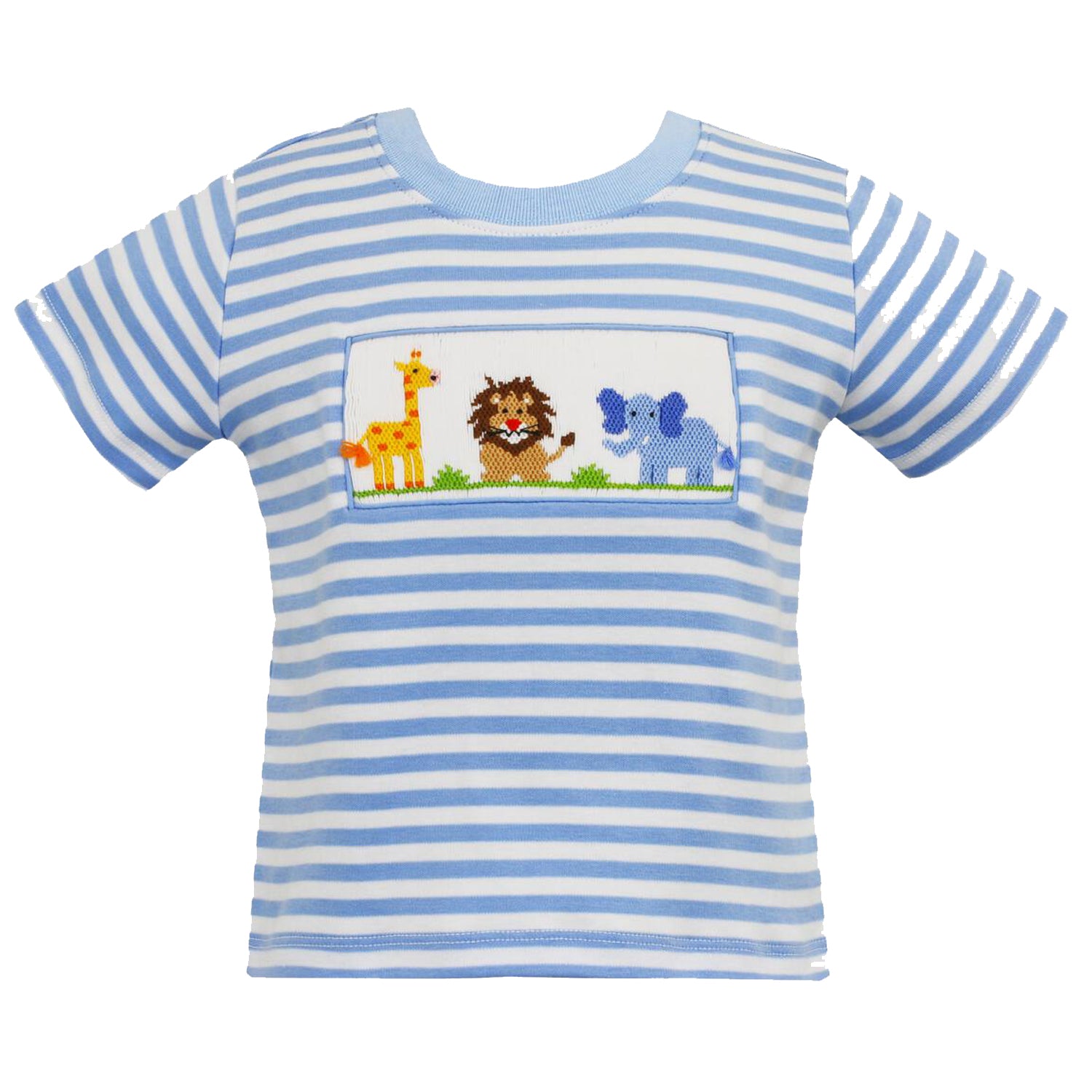 Light Blue Stripe Knit Animals T-shirt