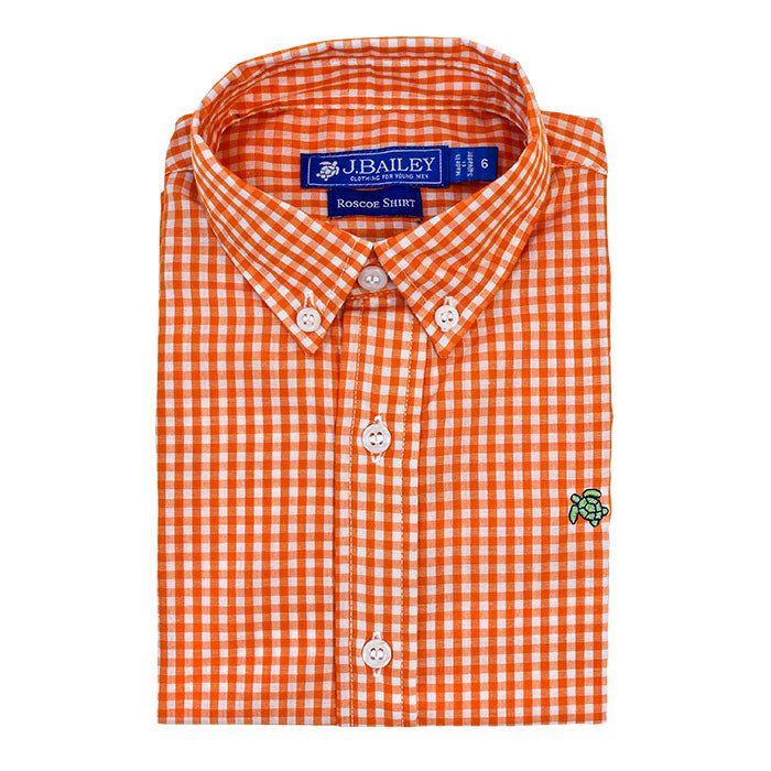 Orange Check Button Down Shirt