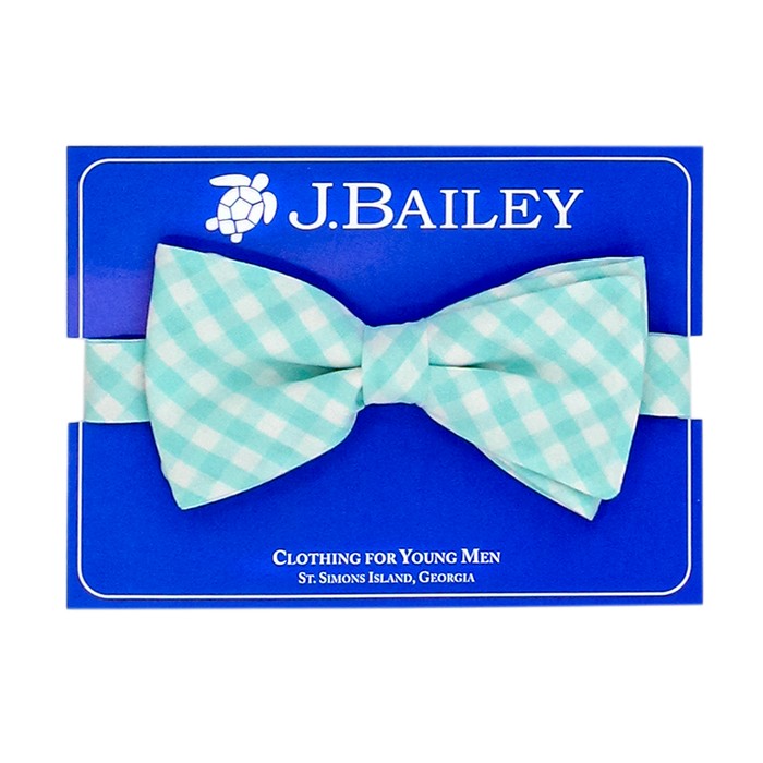 Mint Gingham Bow Tie
