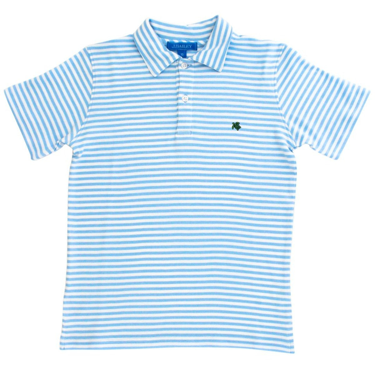 White & Blue Stripe Henry Short Sleeve Polo