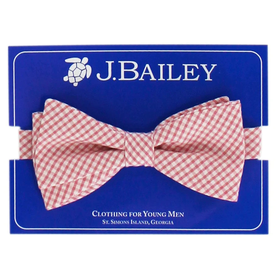 Coral Check Seersucker Johnny Bow Tie