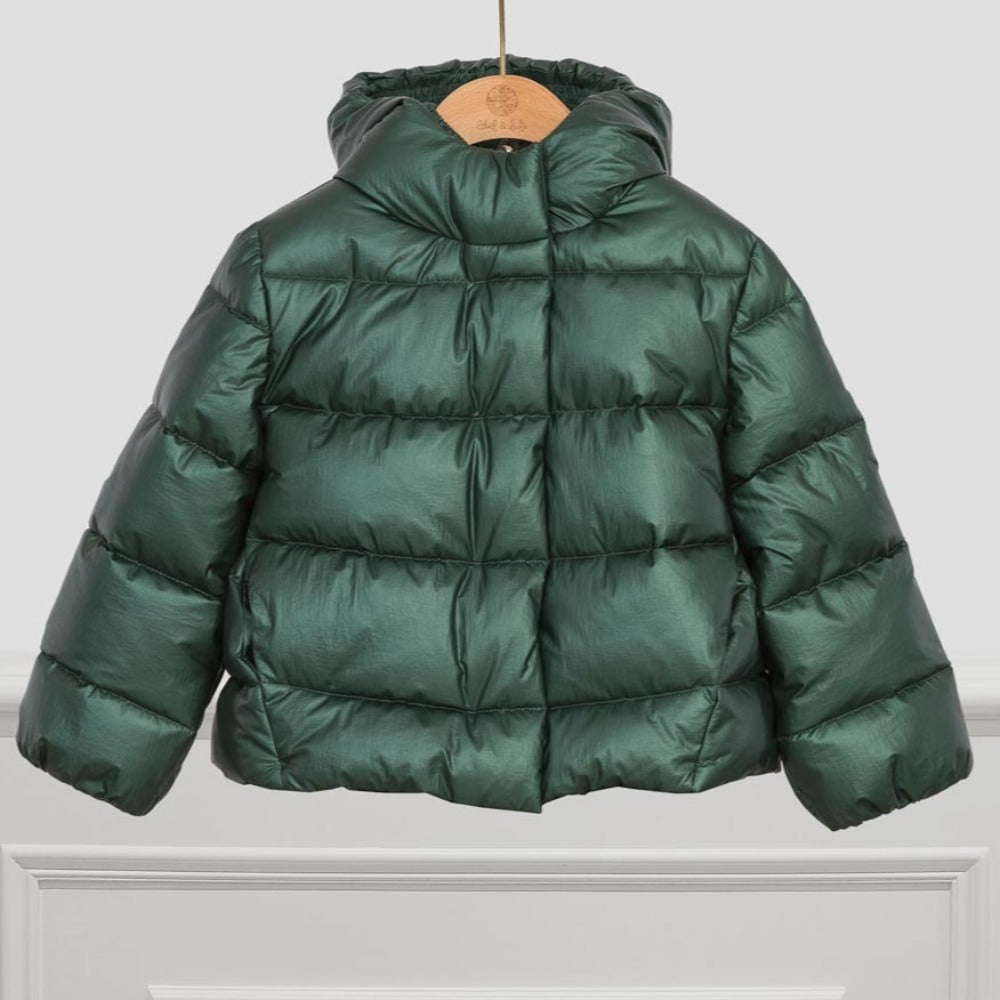 Forest Green Metallic Puffer Jacket
