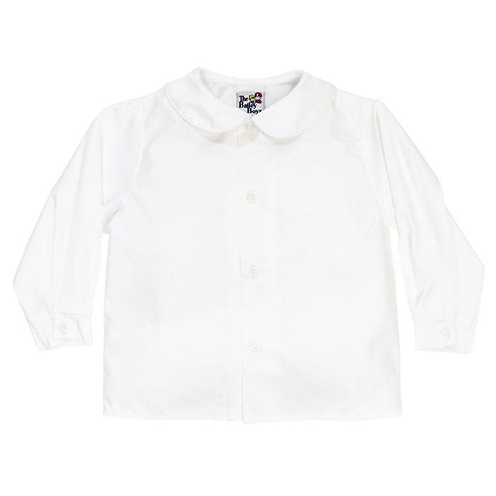 White Piped Peter Pan Long Sleeve Button Down Shirt