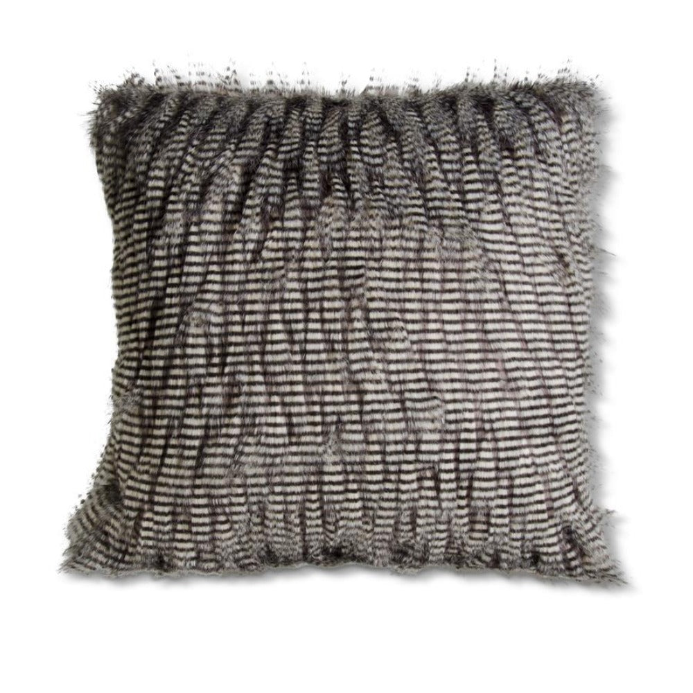 Square Grey Three Tone Faux Fur Pillow